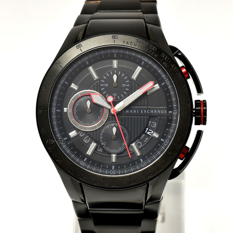 アルマーニ エクスチェンジ AX 腕時計 メンズ ブラック×レッド ステンレスベルト AX1404 ARMANI EXCHANGE 未使用