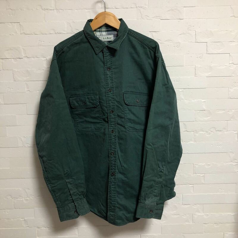 70s カナダ製　L.L.bean 長袖シャツ L 裏ネル　エルエルビーン llビーン ビンテージ