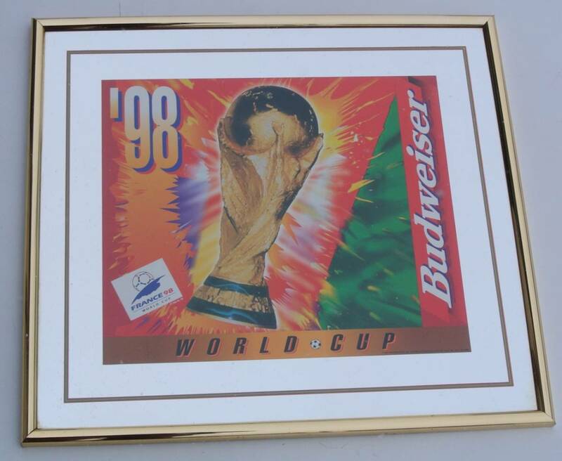 【ANHEUSER-BUSCH 1998年 サッカーワールドカップ ミラー 鏡 WORLD CUP アンハイザー・ブッシュ 検】バドワイザービール看板壁掛け
