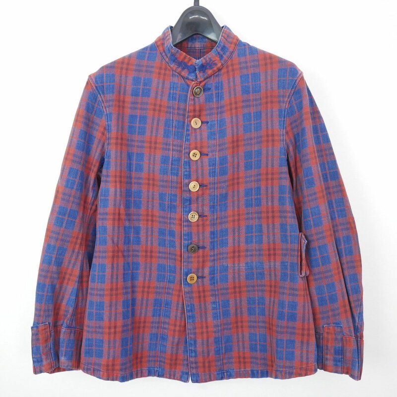 14AW 14FW visvim ビズビム LUGLI JKT(INDIGO CHECK) コットン 長袖 チェック スタンドカラー ルグリ シャツ ジャケット RED 1