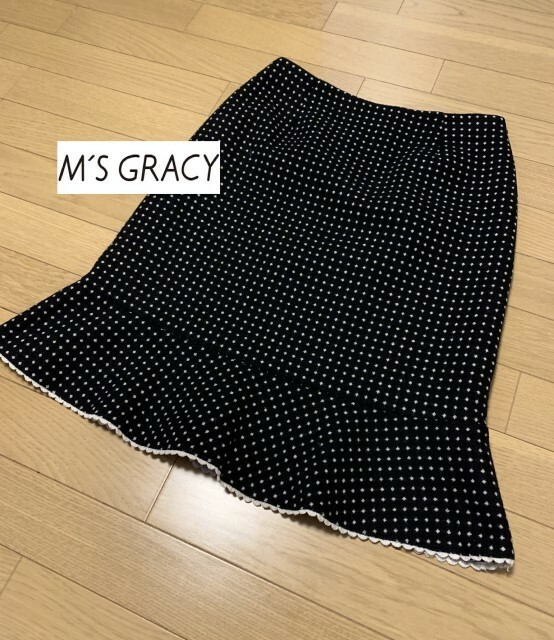 M'S GRACY【エムズグレイシー】ドット マーメイド スカート サイズ40