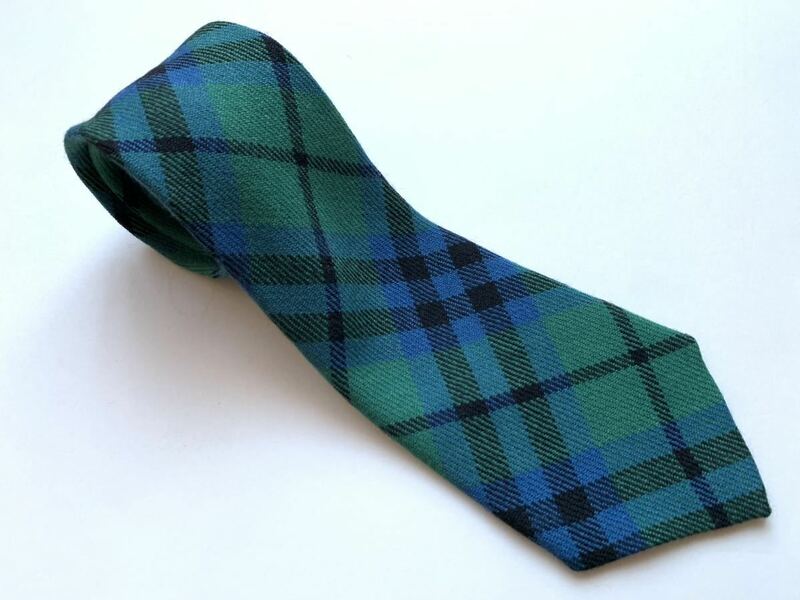 【レア品】LOCHCARRON ロキャロン ネクタイ ウールタイ グリーン 緑 チェック SCOTLAND製 旧ロゴ ヴィンテージ品