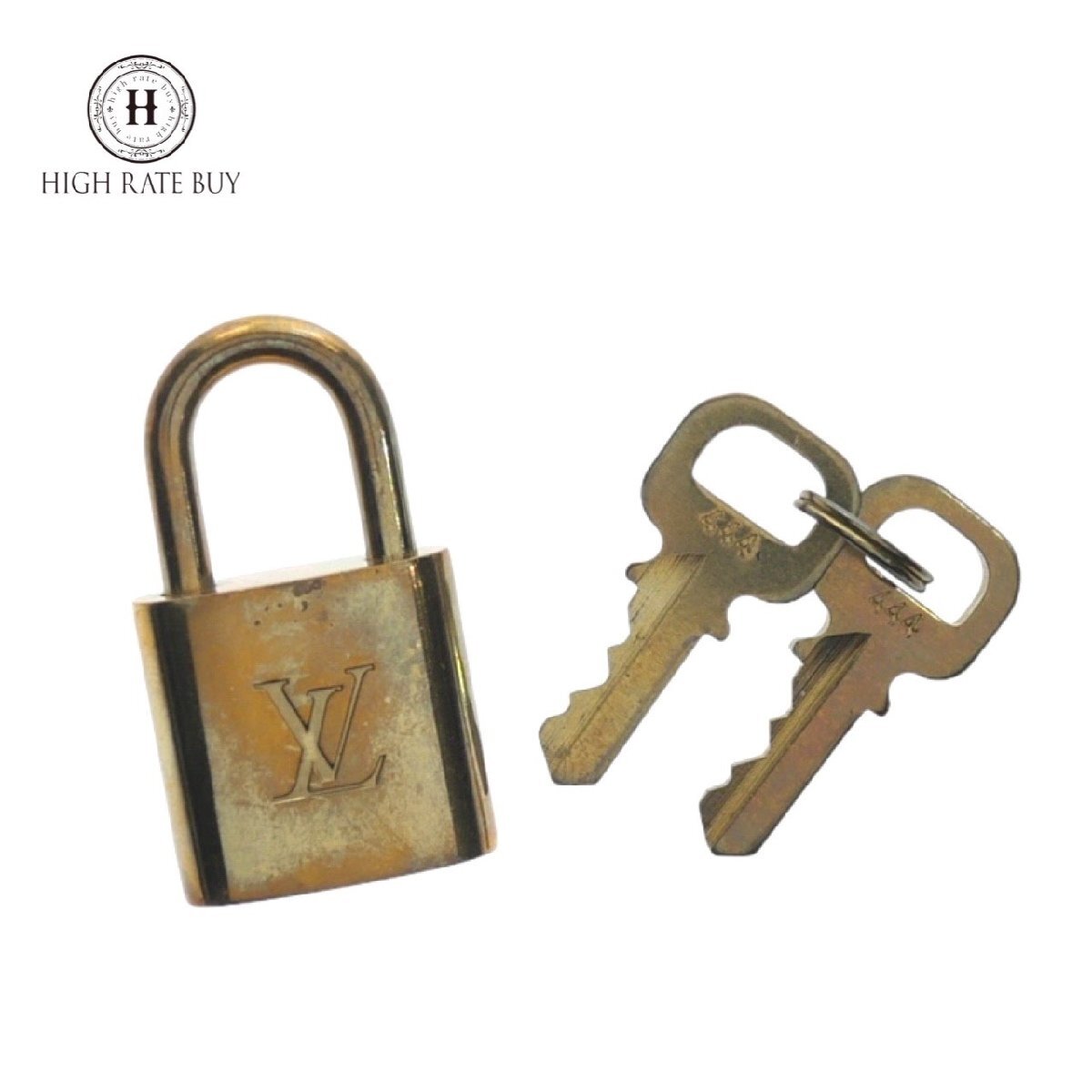 1円スタート LOUIS VUITTON ルイヴィトン パドロック 鍵 444番 南京錠 カデナ LVロゴ ゴールドカラー 金色 真鍮 フランス製 ブランド小物