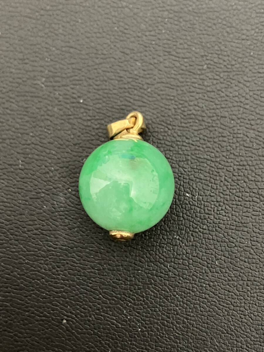 ◆1円～◆K18 翡翠 ネックレストップ ペンダントトップ 総重量約7.6g 色石 ヒスイ カラーストーン