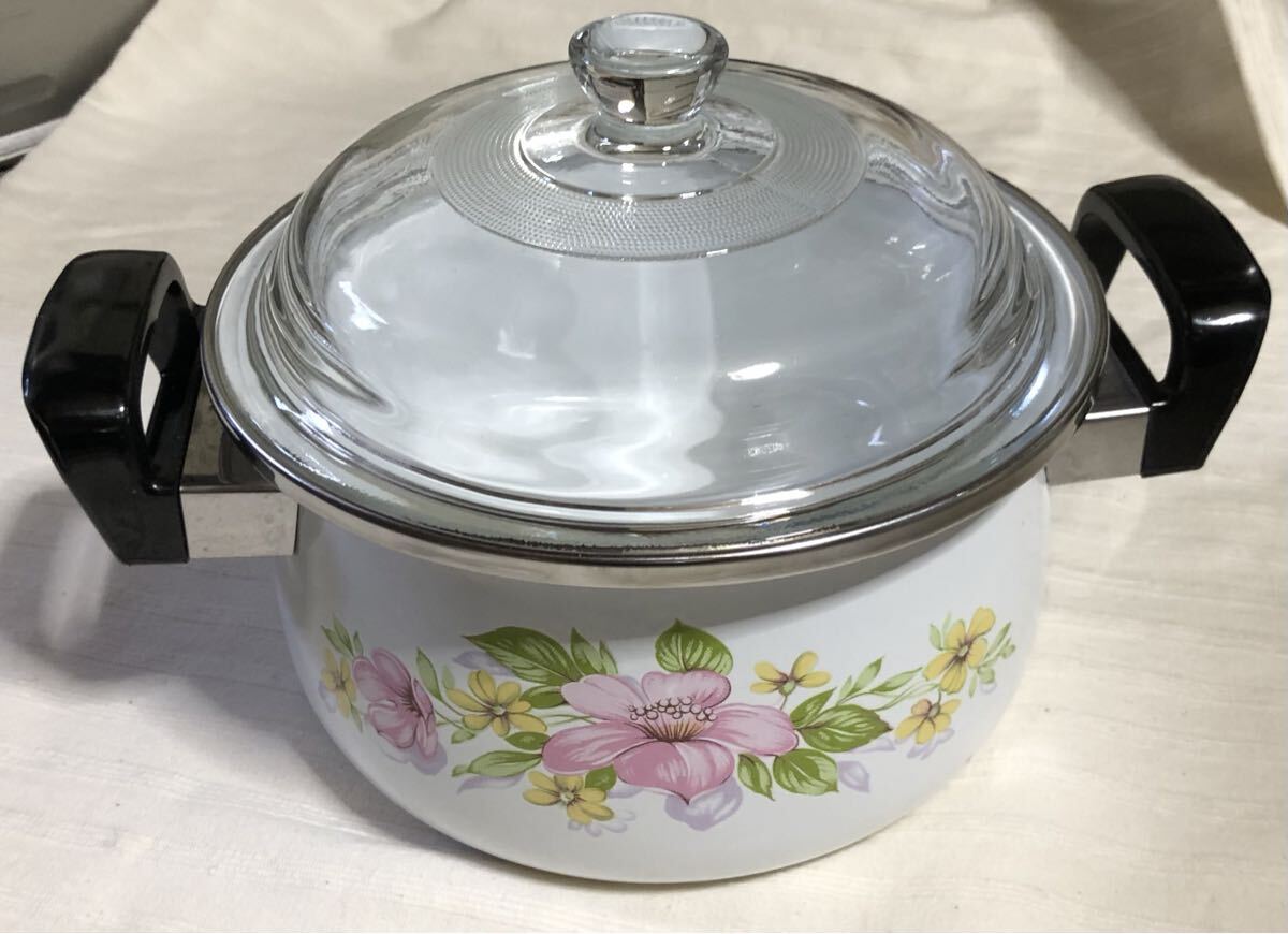 グラス鍋（ホーロー）新品　長期保管品