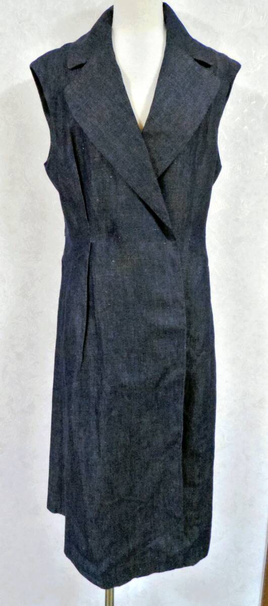 即決！！ S Max Mara　紺色　ロングデニムジレ　ジャンバースカート　40サイズ　中古　