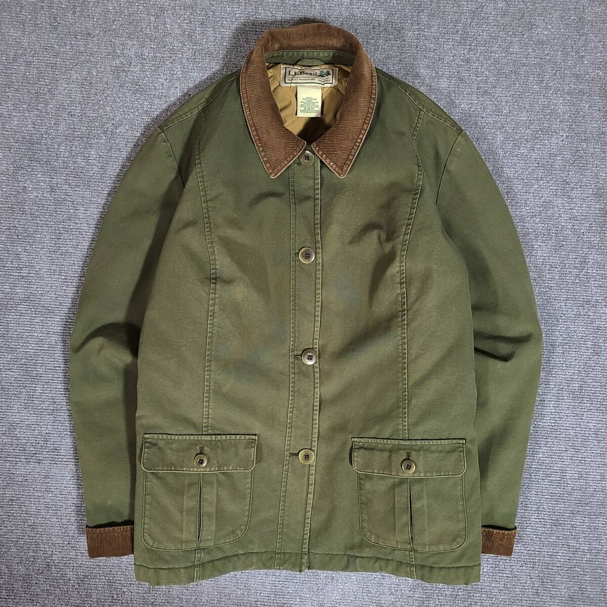 良好　クリーニング済　L.L.Bean　エルエルビーン　コットン　短丈　Thinsulate　ハンティング　ジャケット　カーキ　中綿　裏キルティング