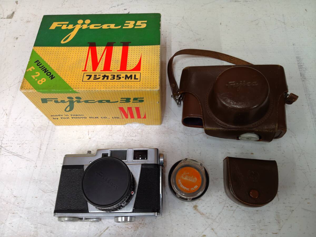Fujica フジカ 35-M Fujinon f=4.5cm 1:2.8 フィルム カメラ レンズ 革ケース付 ジャンク