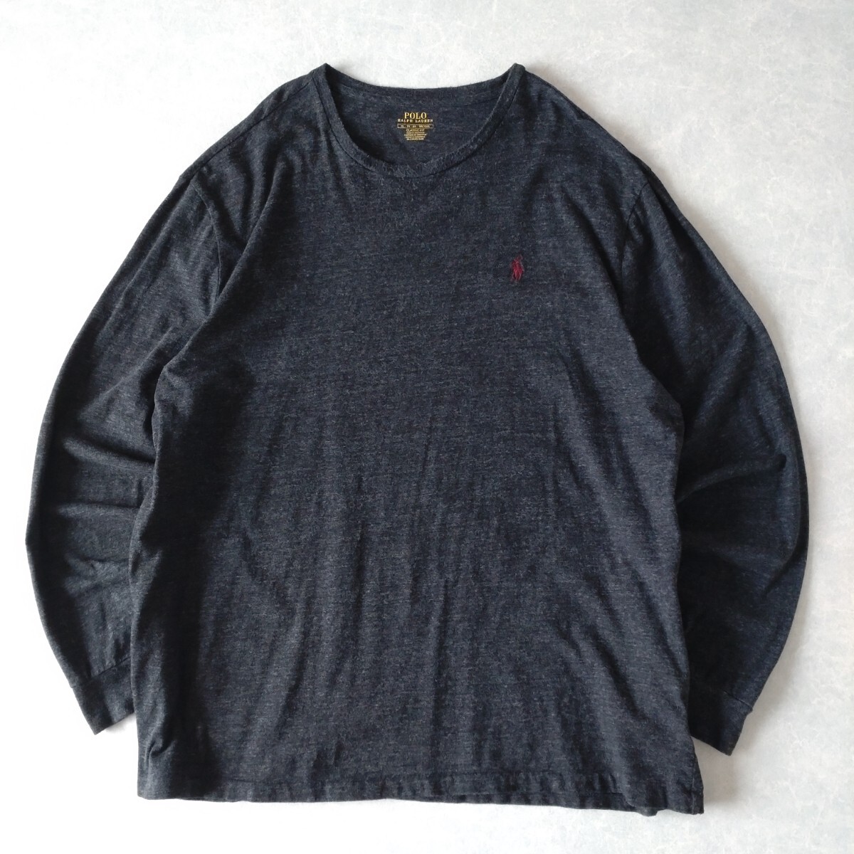 ■古着 POLO RALPH LAUREN ポロラルフローレン ロンT 長袖Tシャツ CLASSIC FIT 黒 XL【L5851】