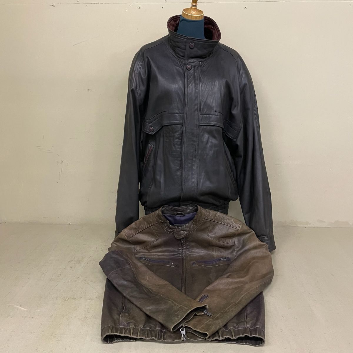 C4084 革ジャケット 2点 Season4 ブラウン MUNPER ダークブラウン x ライトブラウン