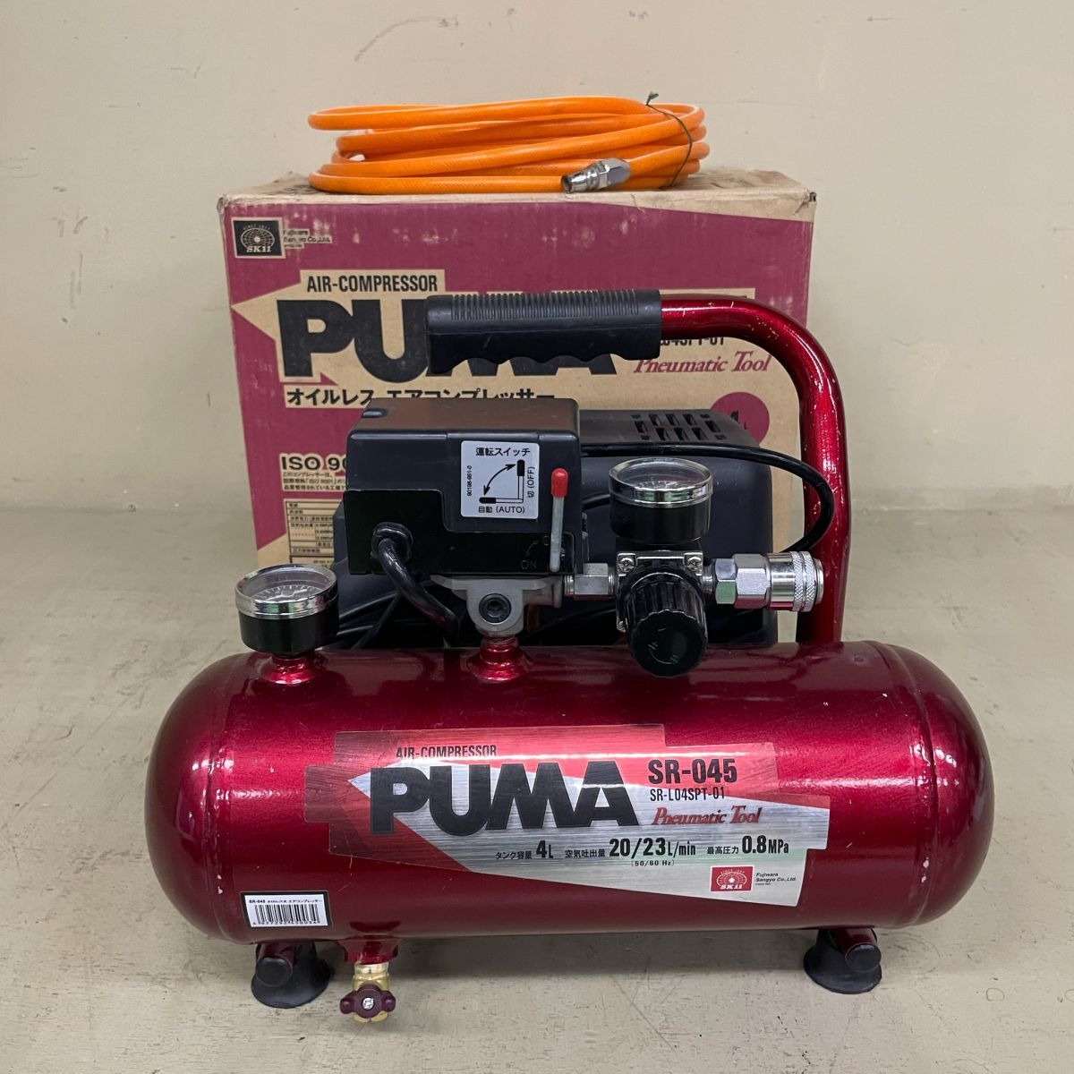 D1110【動作品】 PUMA オイルレス エアコンプレッサー SR-045