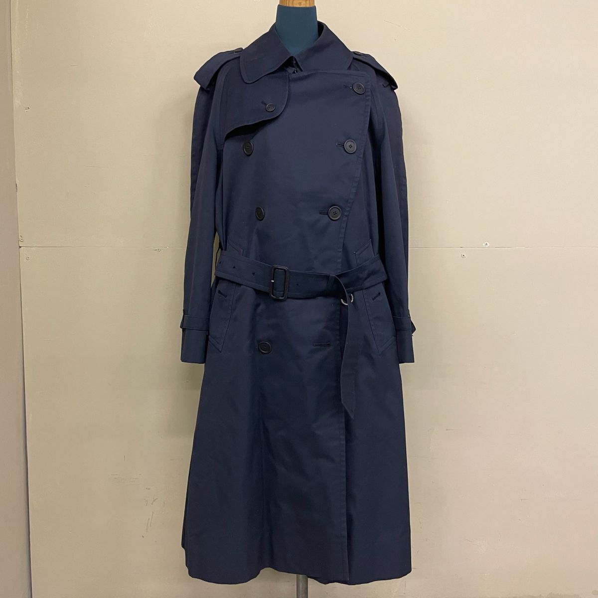 D1087 Burberry／バーバリー トレンチコート Lサイズ 紺 ネイビー