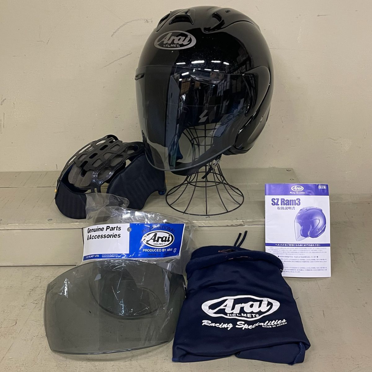 D1002 Arai アライ ジェットヘルメット SZ RamⅢ ブラック系（ラメ） サイズ：61~62cm未満 2009年製