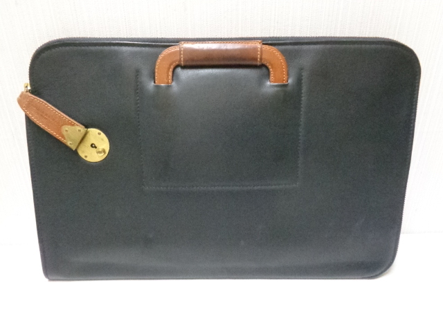 高級！ TANNER KROLLE タナークロール ロンドン ビジネスバッグ レザー ブラック×ブラウン ヴィンテージ