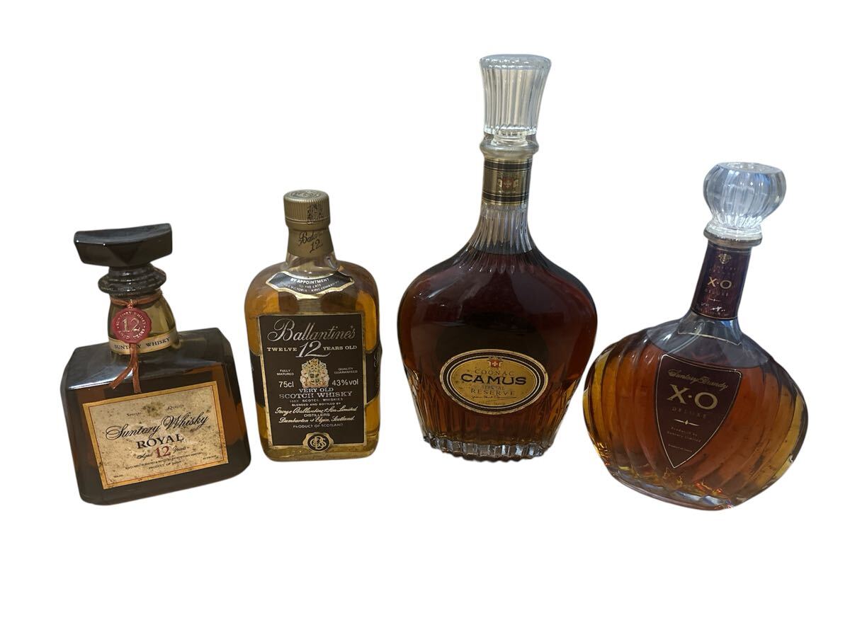 【07】古酒 CAMUS、Ballantines、ROYAL12年、X.Oブランデー ウイスキーまとめ売り！