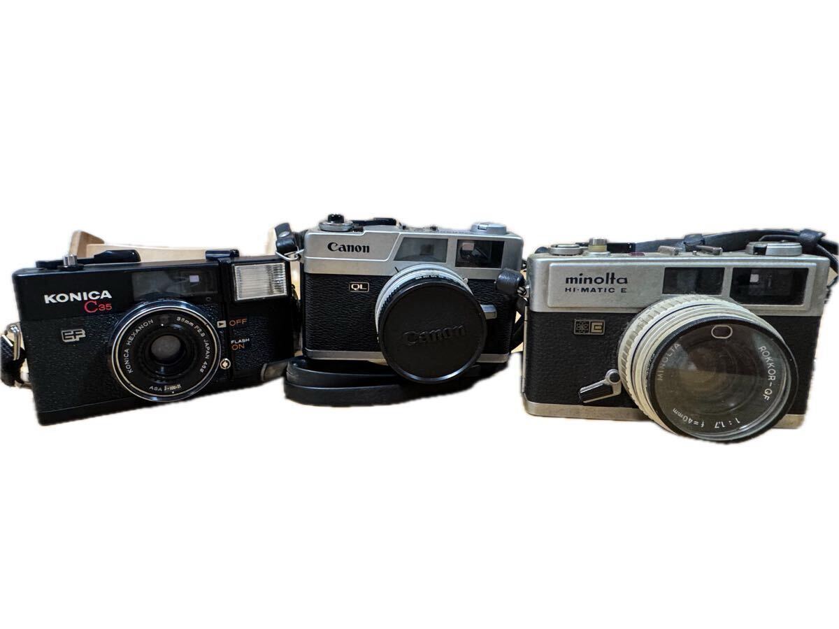 《01》フィルムカメラ まとめ売り Canonet QL17 MINOLTA HI-MATIC E KONICA C35 EF 動作未確認