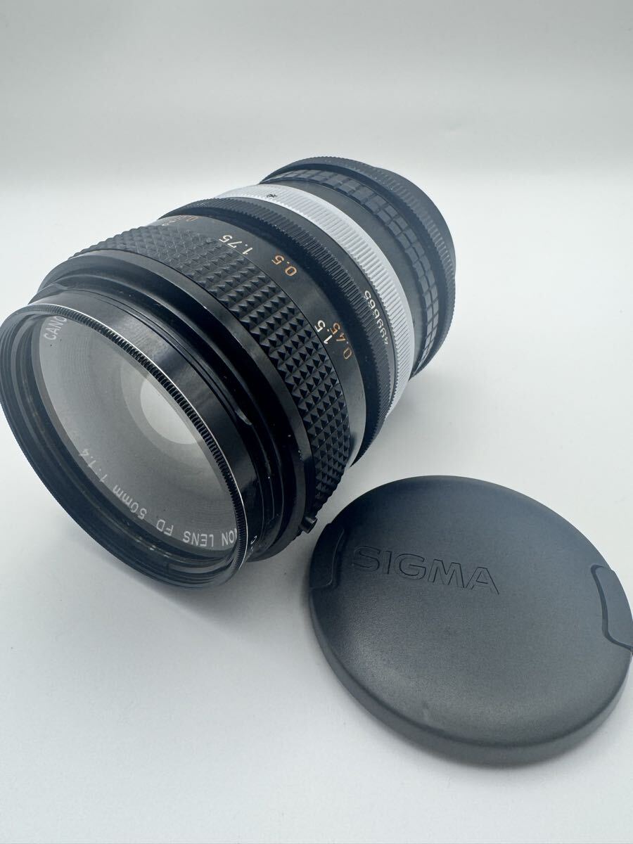 《06》Canon FD 50mm F1.4 S.S.C 単焦点レンズ ENSINOR AUTO 2X TELE CONVERTER付 ケース付 キャノン