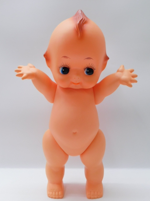 ★小3042 昭和レトロ キューピー人形 緑 羽根 百合マーク 百合紋章 約45㎝ 緑の羽 キューピー 人形 当時物 92602271