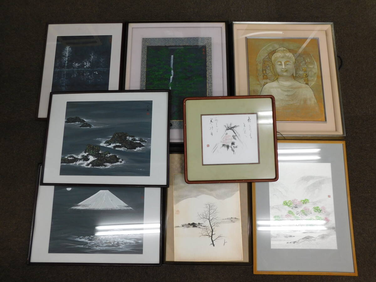 絵画 額縁付き おまとめ セット 大仏 仏像 浮き絵 日本絵画 風景画 色紙 飾り物 現状品 同梱不可 激安1円スタート