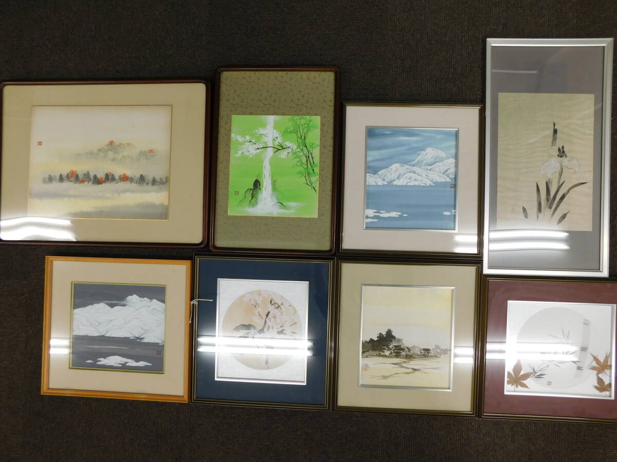 絵画 額縁付き おまとめ セット 浮き絵 日本絵画 風景画 色紙 飾り物 現状品 同梱不可 激安1円スタート