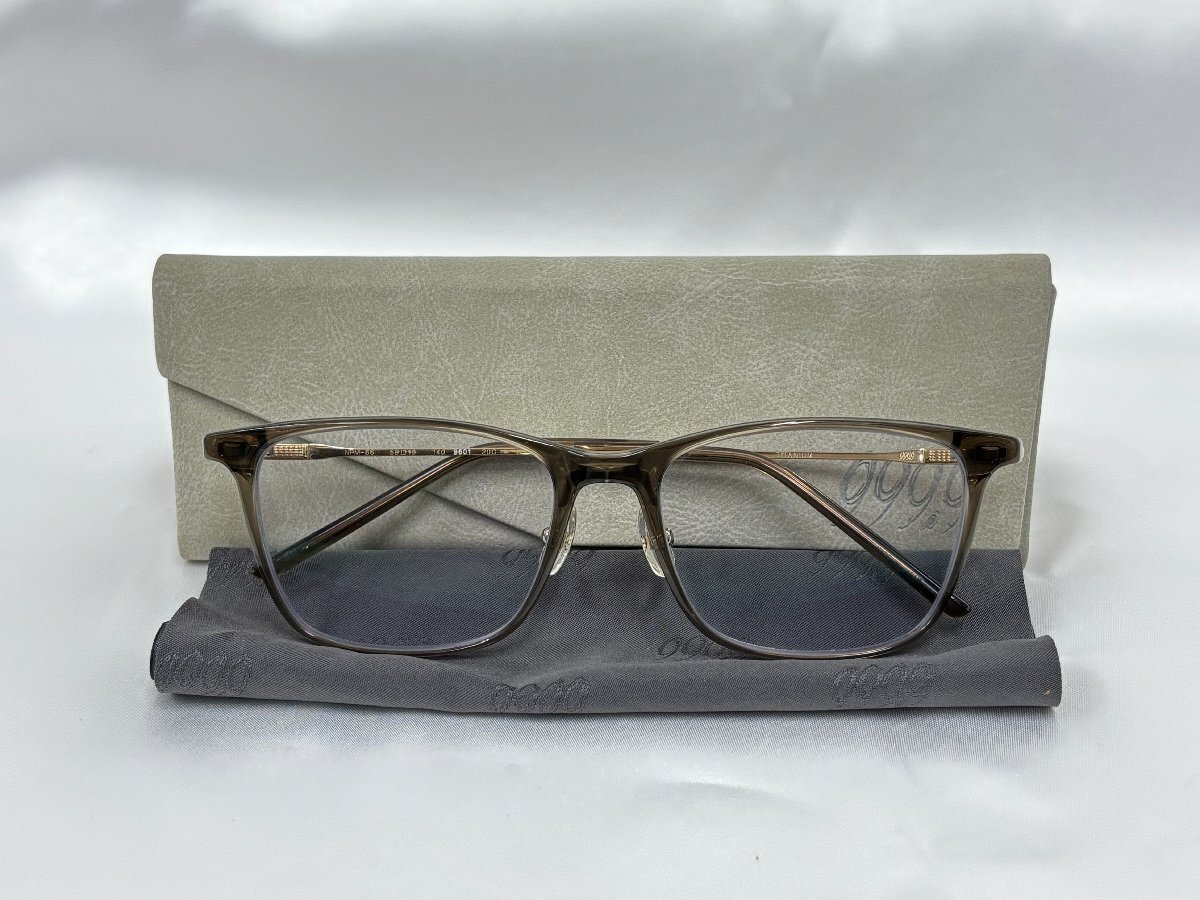 999.9 フォーナインズ 眼鏡 NPM-66 ライトチャコール×ゴールド 度入り 中古 1円スタート