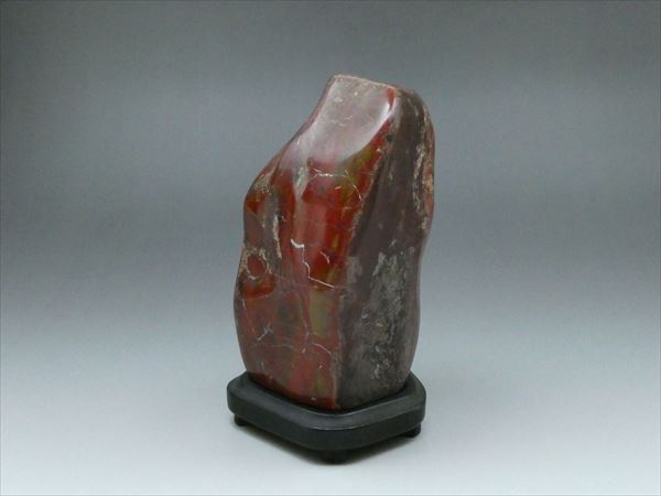 ◆◇佐渡 赤玉石 鑑賞石 原石 置物 台座付 高さ(約)15cm 重量(約)1650g◇◆