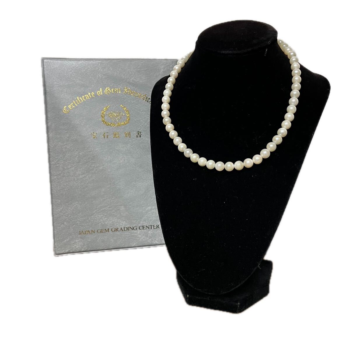 岸170 ⑨ 真珠 パールネックレス ネックレス アクセサリー ラウンドシェイプ SILVER刻印 7.5〜8.0mm パール 真珠鑑別書付き 全長約42cm