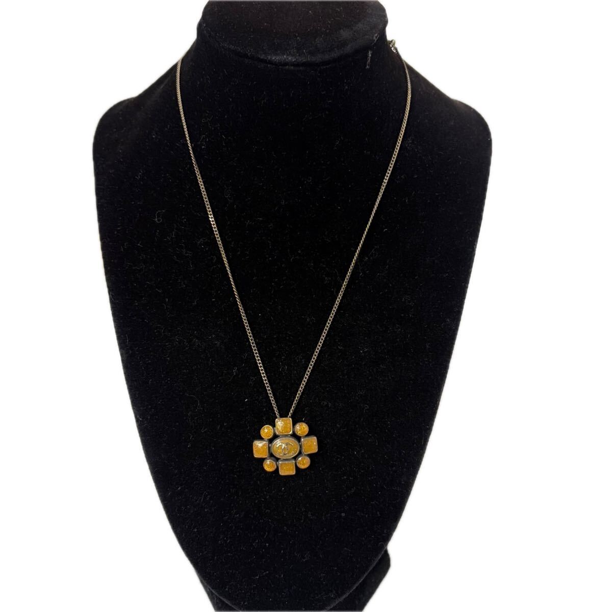 松961 シャネル CHANEL ココマーク グリポア ネックレス 07A オレンジ ゴールド メタル レディース 