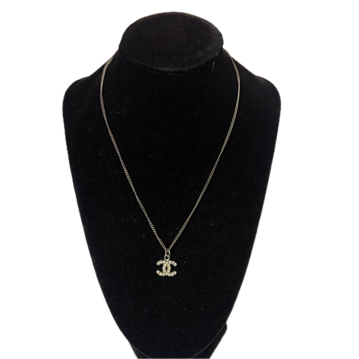 松961 CHANEL シャネル ネックレス ココマーク CHANELシャネル ラインストーン シルバー ヴィンテージ