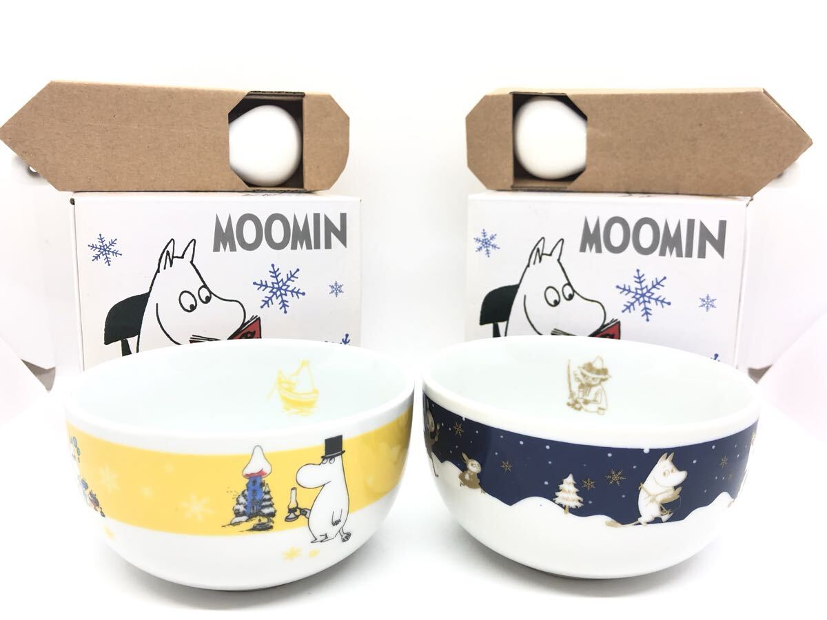 三230 未使用品　MOOMIN ムーミン サラダボウル KFC ケンタッキー 食器　青・黄　2個セット　KFC スプーン付きボウル　非売品 (T)