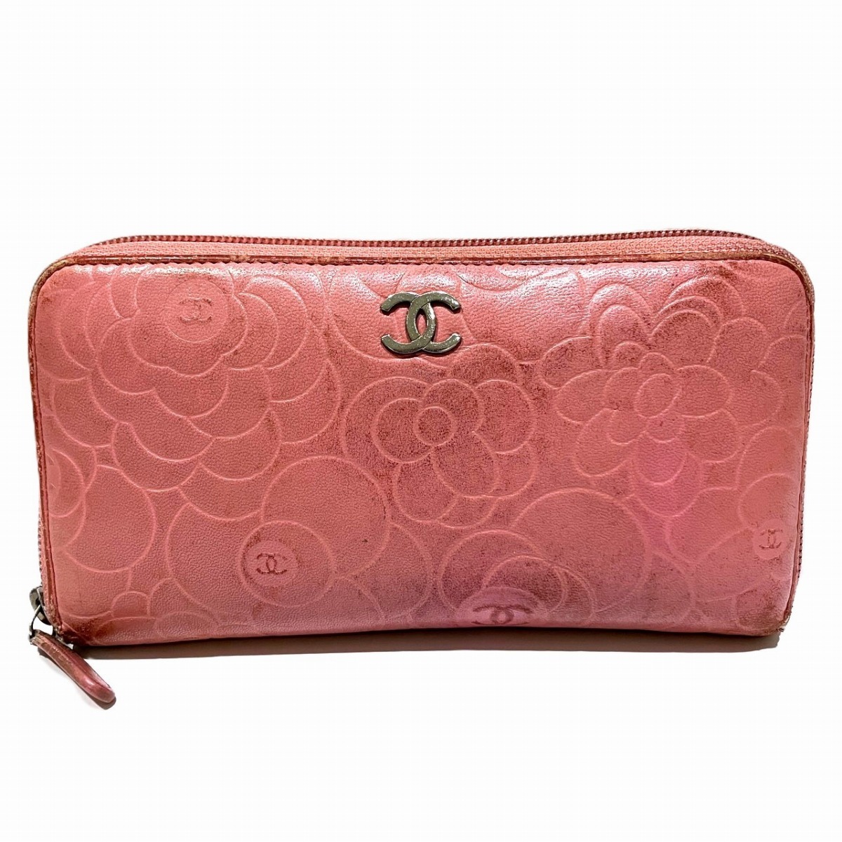 シャネル CHANEL 長財布 カメリア レザー 中古☆0335