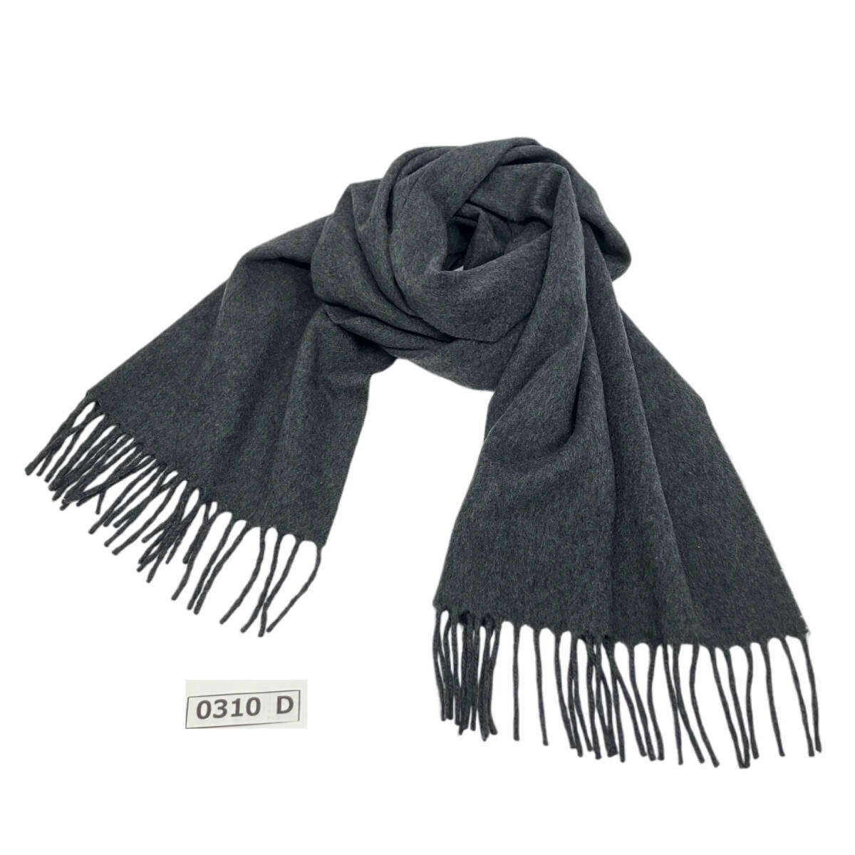 志【美品】イタリア製 Cesare Gatti/チェザーレガッティ カシミヤ100％ マフラー フリンジ グレー 約38.5×192cm ストール メンズ(I)0310D