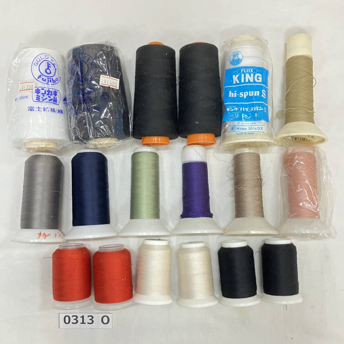 (志)【未使用有】ミシン糸 まとめ 18本 #60 #100 キングポリエステル GOLD KEY ダイヤフェザー 工業用ミシン糸 手芸 ハンメイド(I)0313O