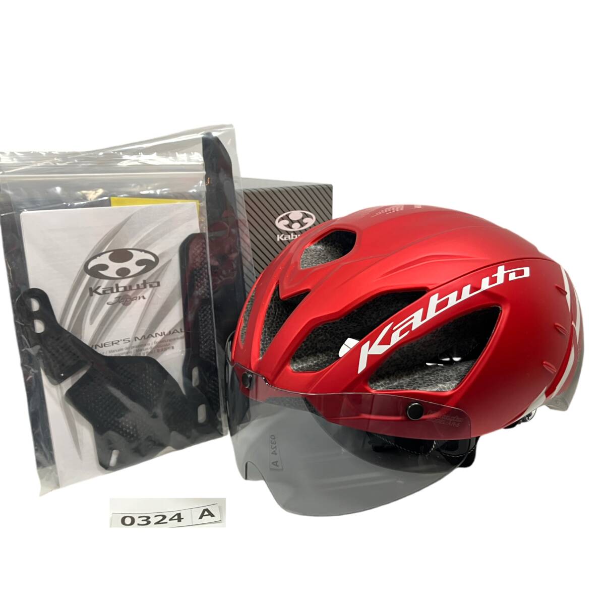 (志)【極美品】OGK Kabuto/オージーケー カブト AERO-R2 ヘルメット L/XL(59-61cm)G-1 MATTE RED/マットレッド ロードバイク 箱付(I)0324A