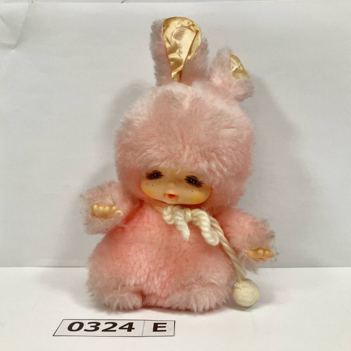 (志)【当時物】希少 Honey Toys/ハニートイズ うさぎ ぬいぐるみ ドール 人形 ピンク 昭和 レトロ(検)セキグチ モンチッチ (I)0324E