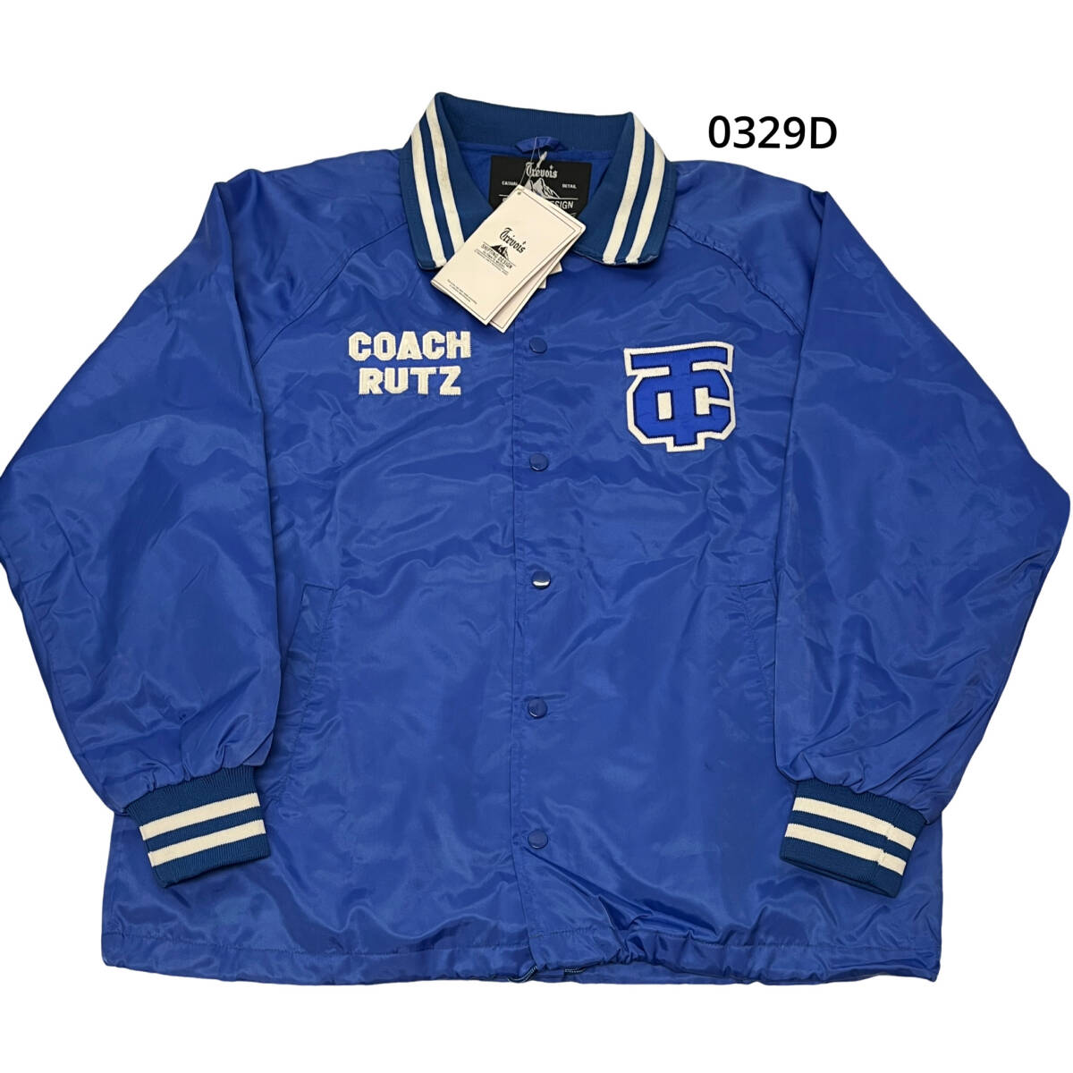 (志)【タグ付き未使用】Trevois/トレボア コーチジャケット ブルー Lサイズ 着丈:約71cm 胸囲90～98 メンズ (o)0329D