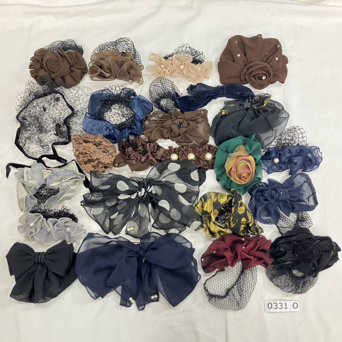 (志)【ヘアアクセサリー】バレッタ シニヨンネット 大量 まとめ 23点 リボン お団子カバー 髪留め 髪飾り ピアノ バレエ ダンス(I)0331O
