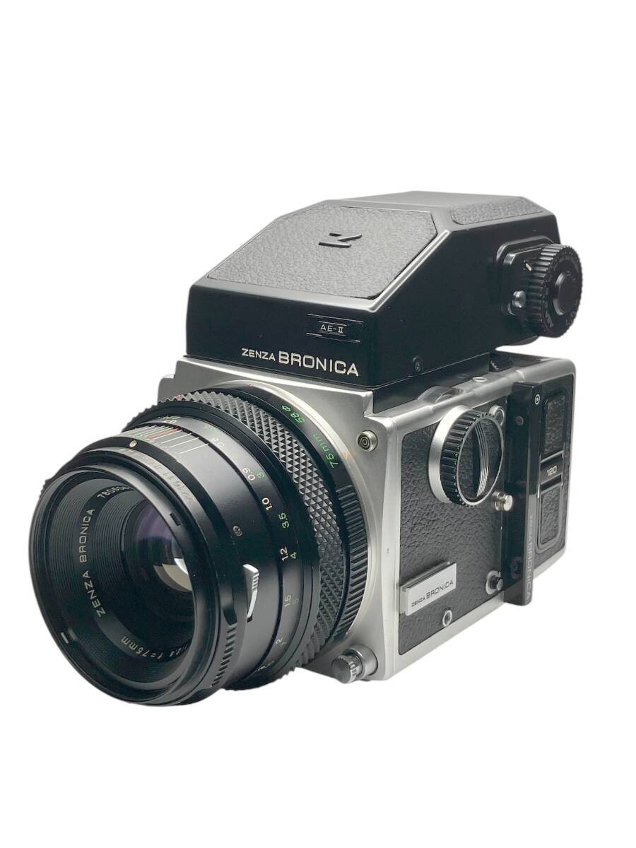 ZENZA BRONICA ETR / ZENZANON MC 75mm F2.8 / AE-II ブロニカ 中判カメラ 稼働品 //IS125601