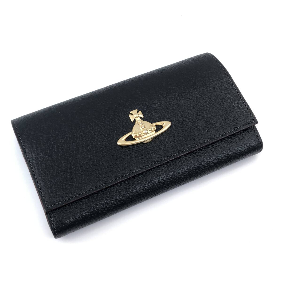 1円〜 Vivienne Westwood ヴィヴィアンウエストウッド 長財布 ブラック 黒 レザー オーブ がま口 3118C981