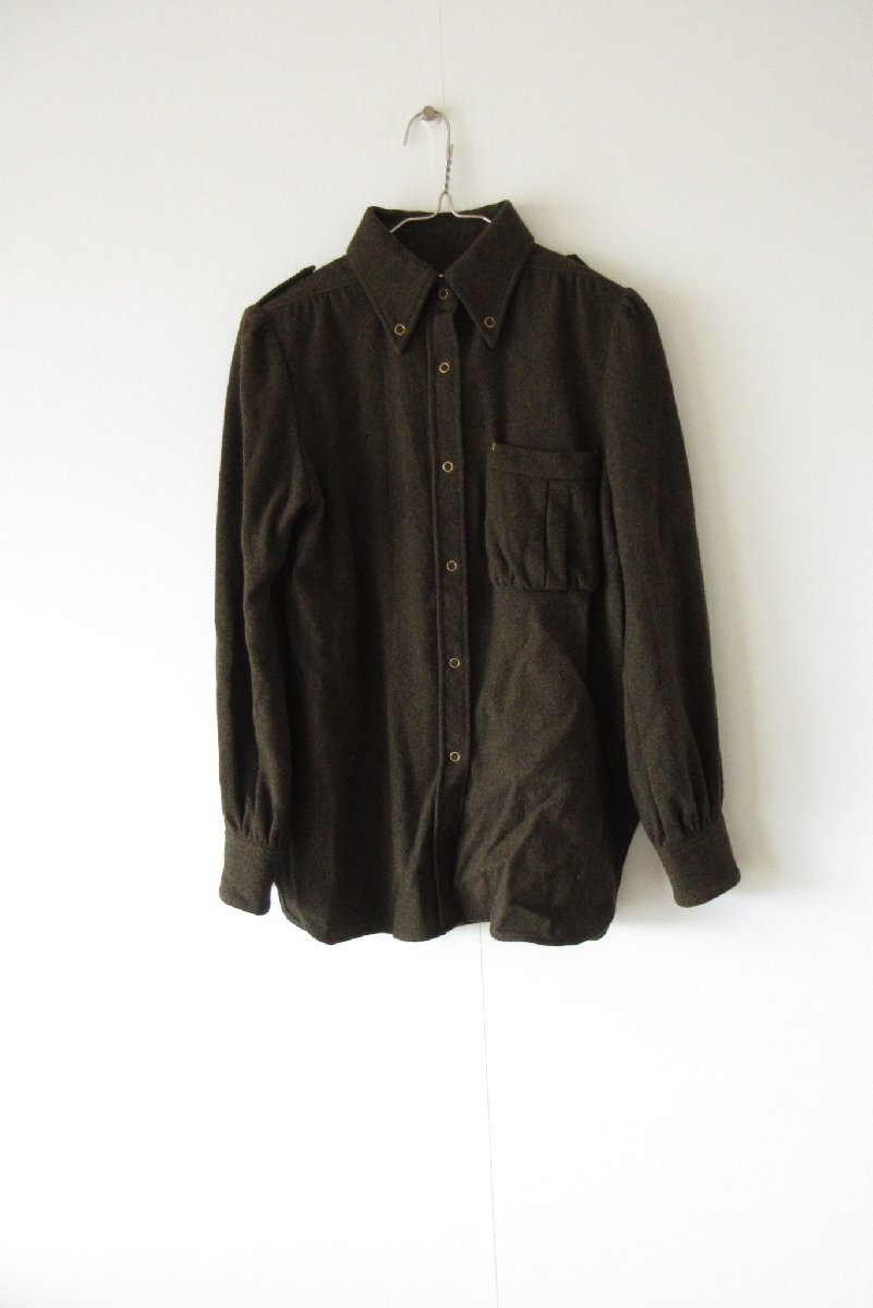 mina perhonen / ミナペルホネン deep forest ウールボタンダウンシャツ D.KHAKI / 長袖 シャツ 毛
