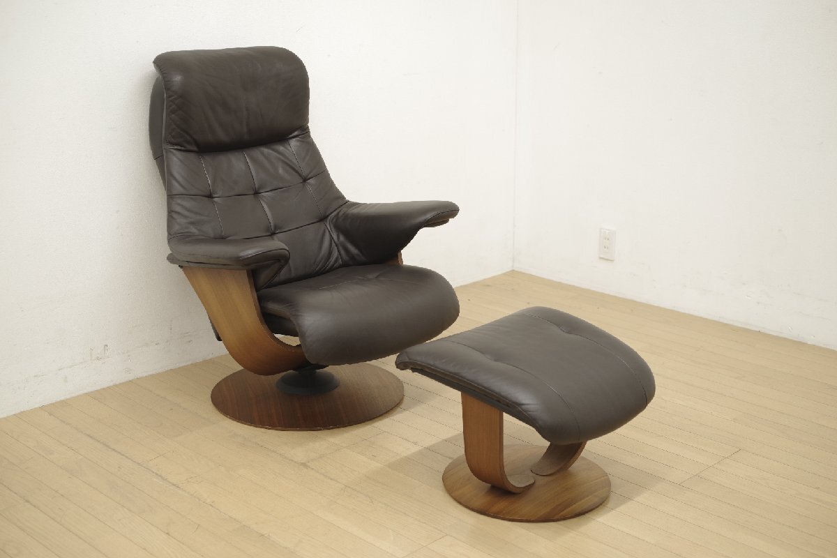 カリモク ザ ファースト RU72 リクライニングチェア オットマンセット Mサイズ 1人掛け 本革 ウォールナット パーソナルチェア 1Pソファ
