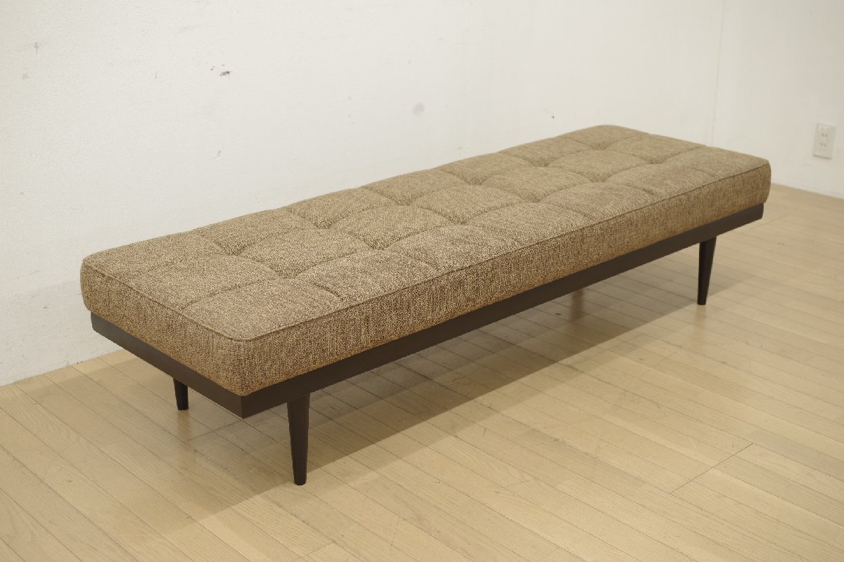 中村工芸 N011 ベンチソファ 長椅子 腰掛椅子 ファブリック ビーチ材 ダークブラウン リビング 待合 ロビー モダン 幅180cm 新品約20万円～