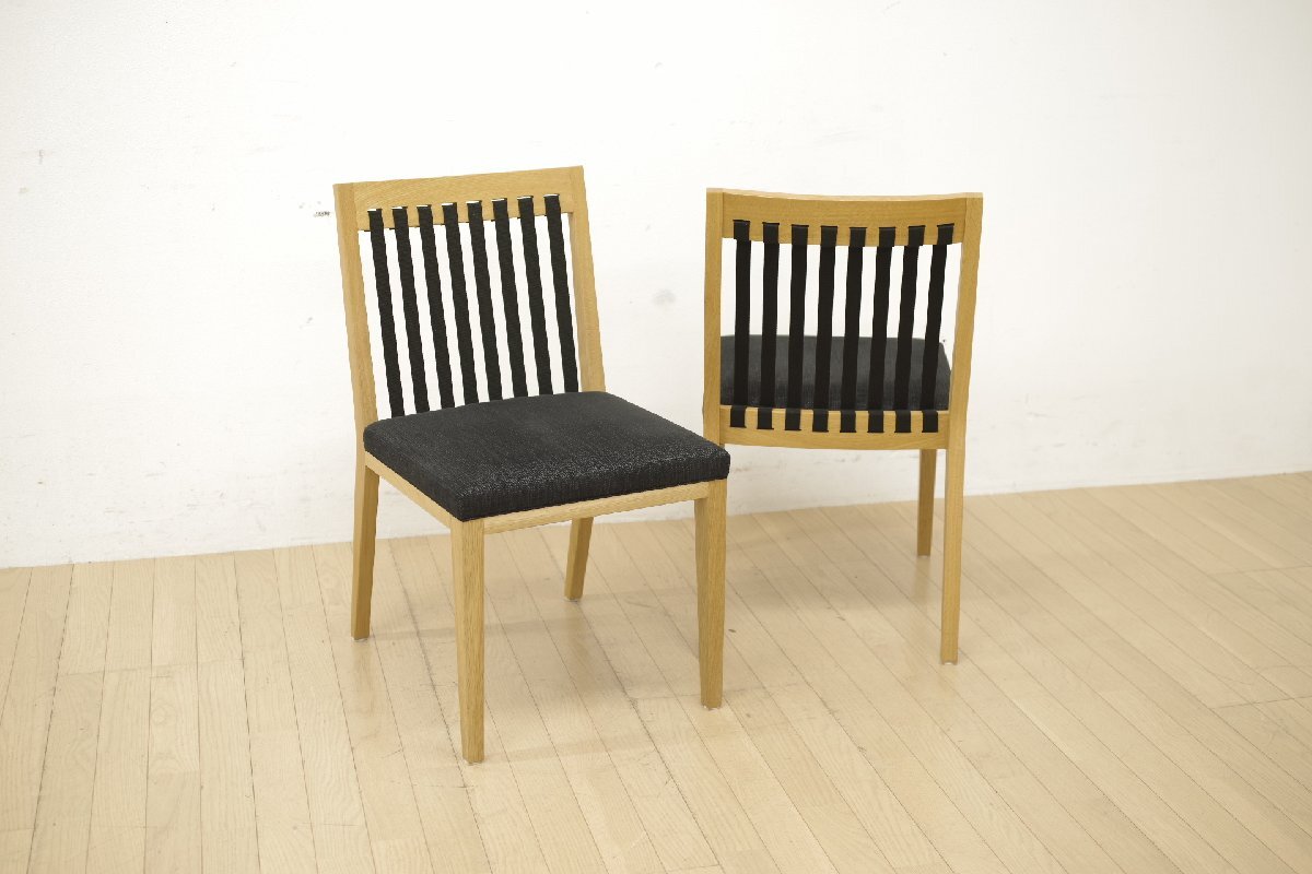 展示品 美品 Ritzwell リッツウェル ダイニングチェア BLAVA ブラヴァ 2脚セット アームレス 椅子 モダン ファブリック 黒 ブラック (B)