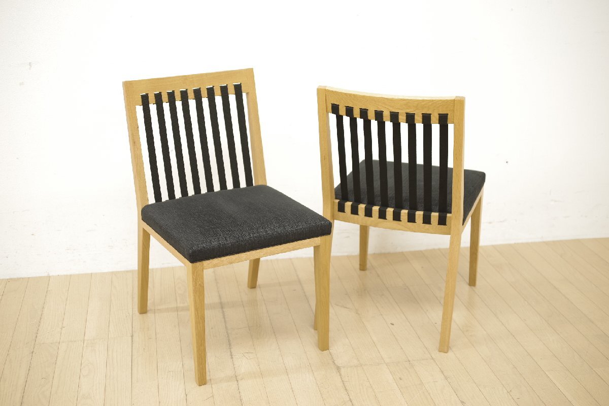 展示品 美品 Ritzwell リッツウェル ダイニングチェア BLAVA ブラヴァ 2脚セット アームレス 椅子 モダン ファブリック 黒 ブラック (C)