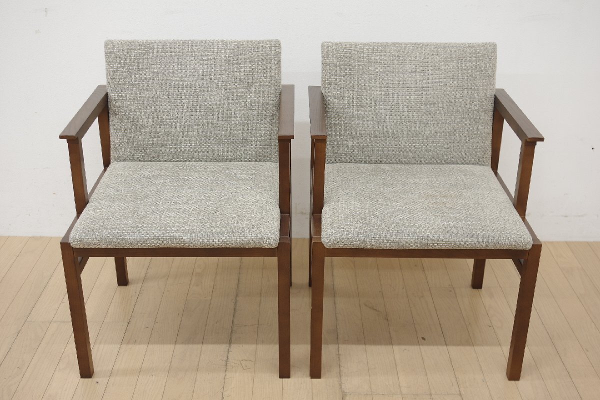 Ritzwell リッツウェル ダイニングチェア 2脚セット セミアーム 椅子 モダン ファブリック グレー シンプル A