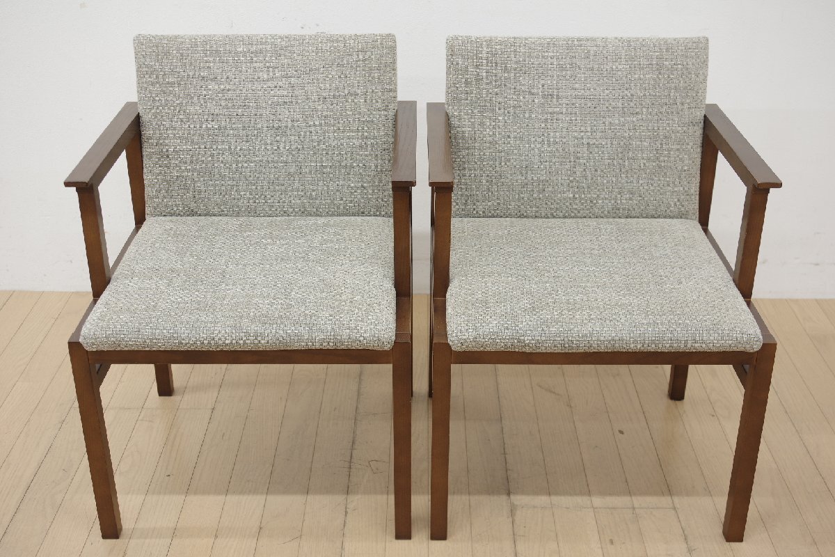 Ritzwell リッツウェル ダイニングチェア 2脚セット セミアーム 椅子 モダン ファブリック グレー シンプル B