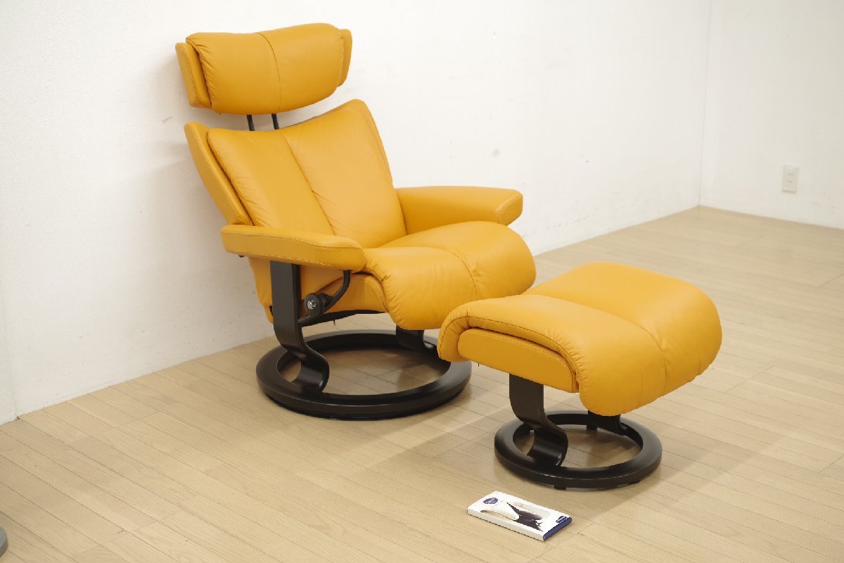 エコーネス ストレスレスチェア マジック Mサイズ パーソナルチェア オットマンセット 本革 ノルウェー リクライニングチェア 北欧