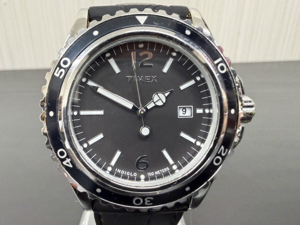 A3　TIMEX　タイメックス　ダイバー　CR 2016 CELL WR 100M　黒文字盤　メンズ腕時計　ブランド腕時計　ケース付き　現状品
