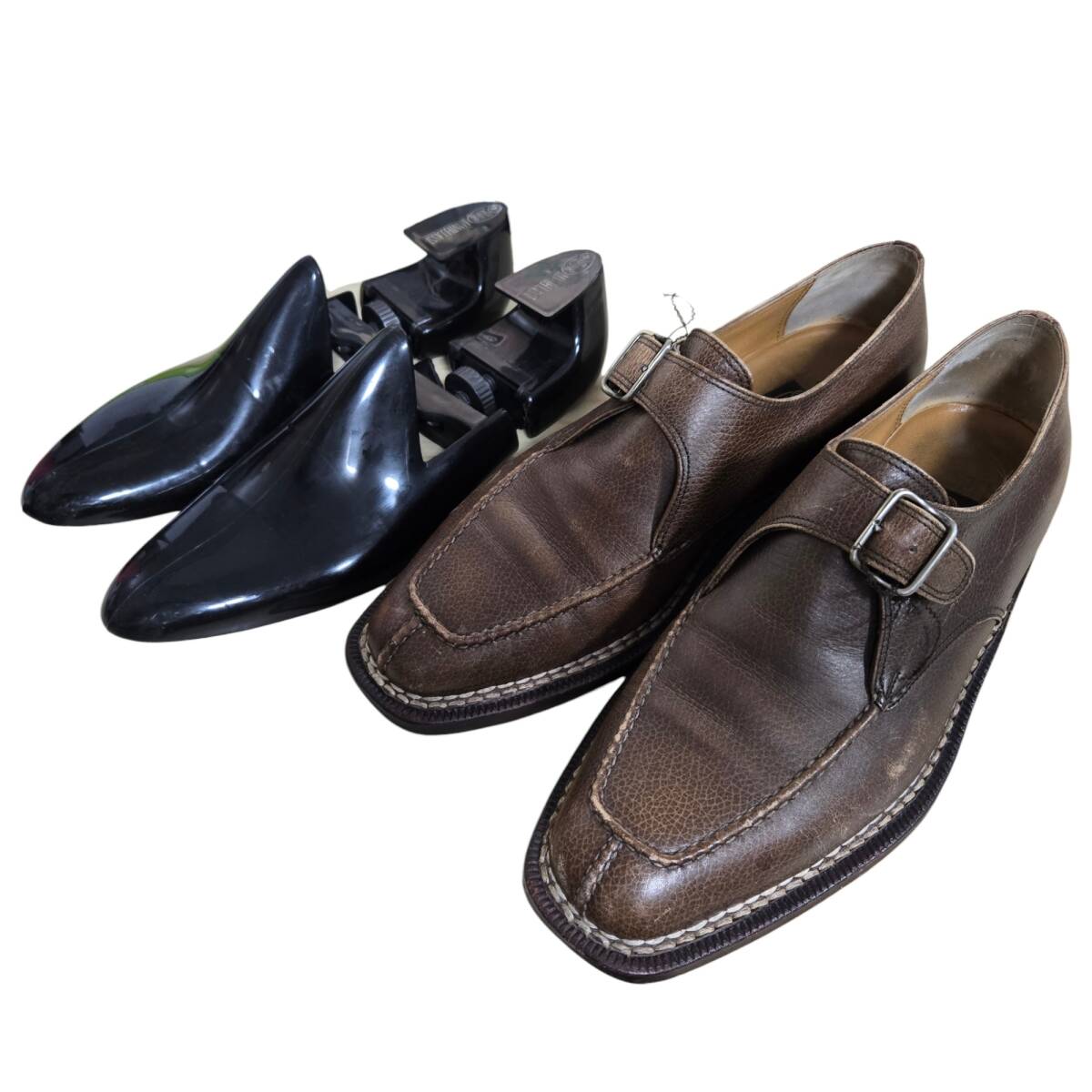 ◆ ストール マンテラッシ SUTOR MANTELLASSI 革靴 モンクストラップシューズ サイズ41 ブラウン メンズ シューキーパー付 中古品◆ V631NC