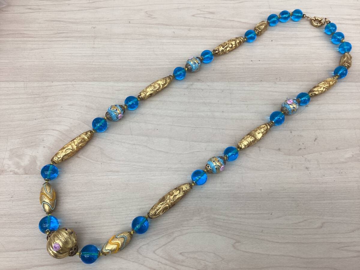 【中古品】ムラーノガラス ヴェネチアンガラス ネックレス ロングネックレス イタリア kyIC21834K